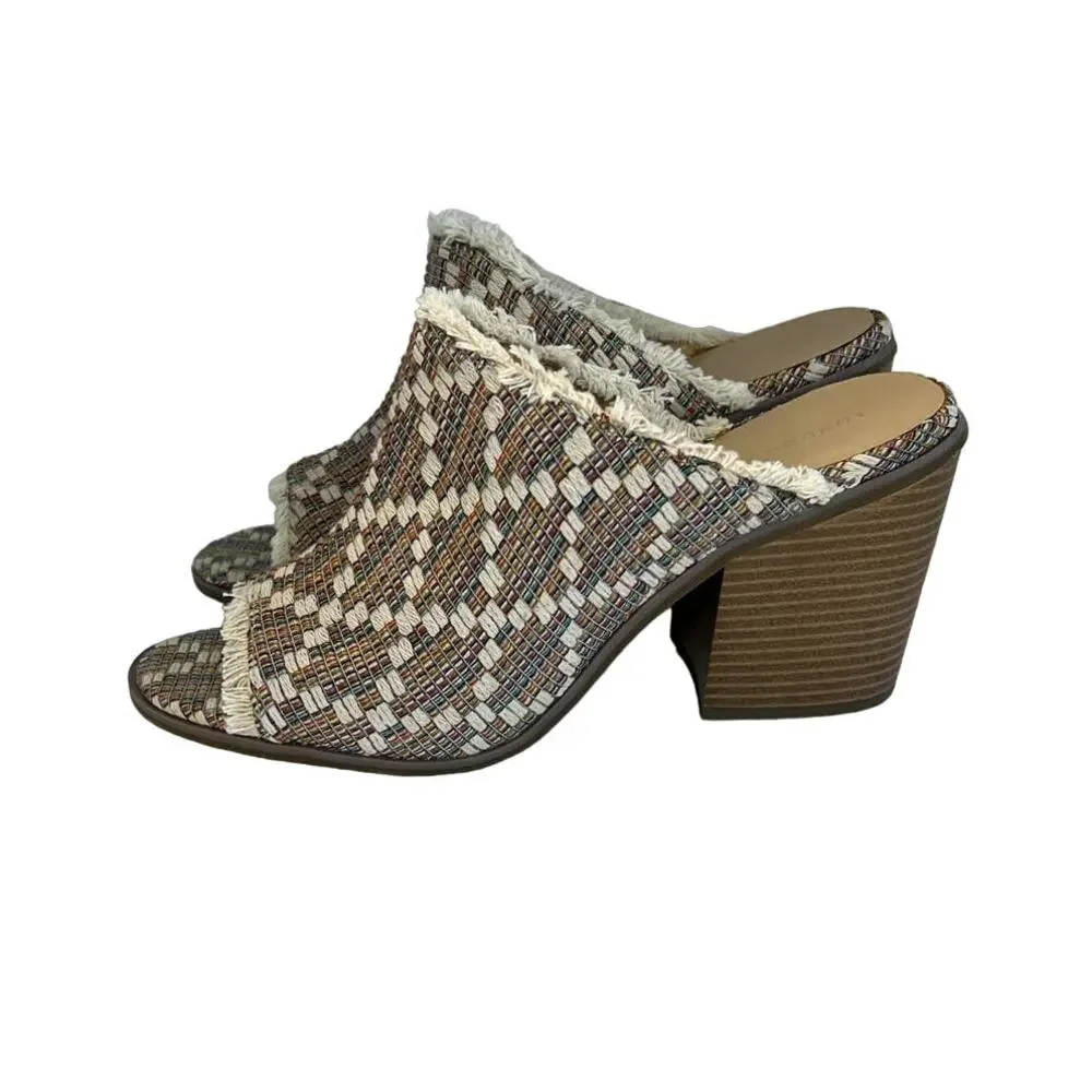 London Rag, Maya Tweed Tapestry with Fringe, 9.5, Block Heel
